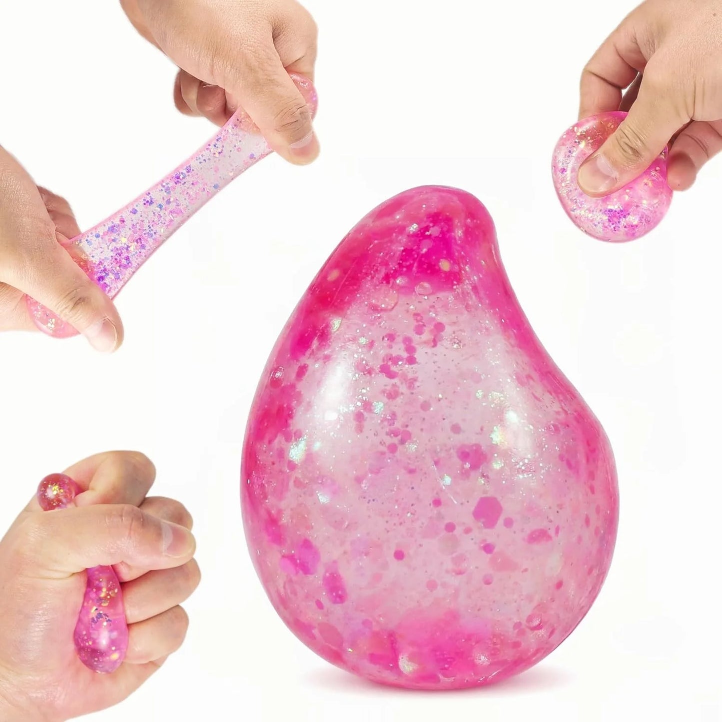 Pink Drop Squishies Sugar Stress Ball, Soft Slow Rise Sugar Fidget Toy, Squishy Squeeze Sensory Stress Ball Fidget Toy for Relaxing, Quiet Classroom Prizes & Easter Basket Stuffers - US 6257