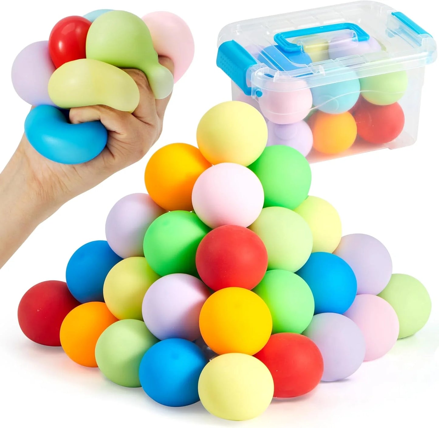 JOYIN 24 Pack Slow Rising Stress Balls, Squishy Sensory Fidget Toys, Hand Therapy Balls for Anxiety Relief, Classroom Prize Box Toys for Kids, Goodie Bag Stuffers, Party Favors - US 5863