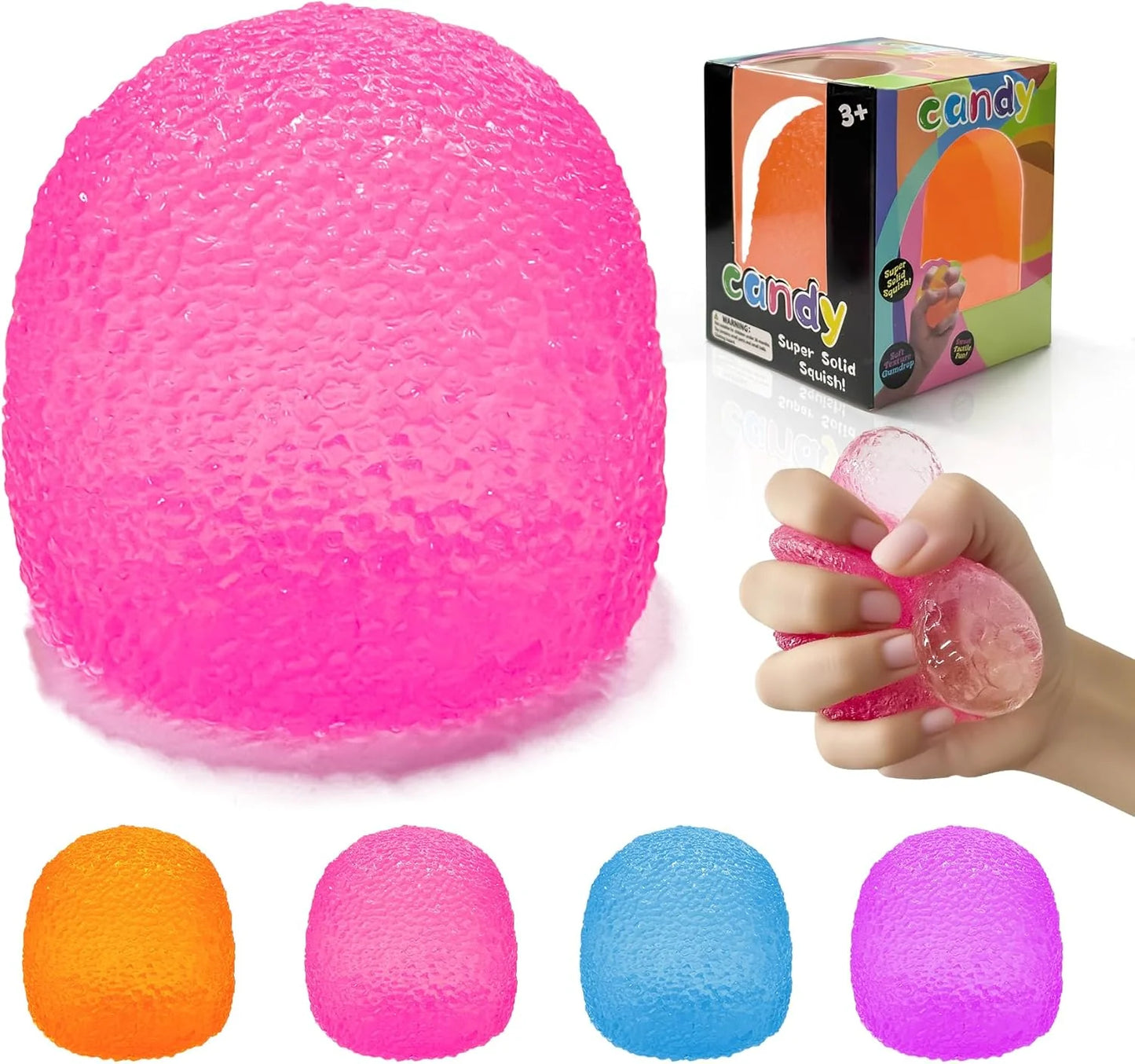 Stress Balls-Gumdrop Squishy Stress for Kids and Adults, Super Solid Squeeze Ball, Sensory for Stress Relief, Birthday, Easter Basket Stuffers and Party Favors(Pink) - US 6731